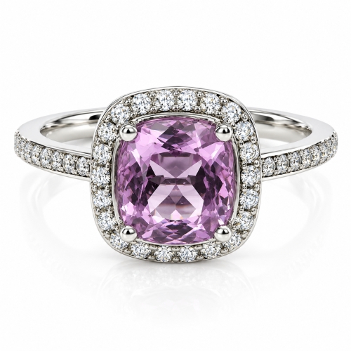 Alexandrite Stone MicroPave Silver Ring Blue to Purple Color Change