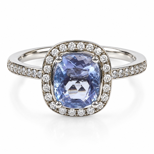 Alexandrite Stone MicroPave Silver Ring Blue to Purple Color Change