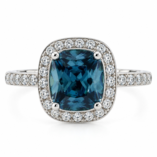 Alexandrite Stone MicroPave Silver Ring