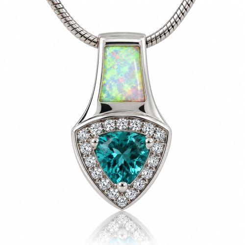 Alexandrite and White Australian Opal Silver Pendant