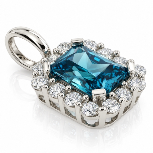 Emerald Cut Alexandrite Sterling Silver Pendant
