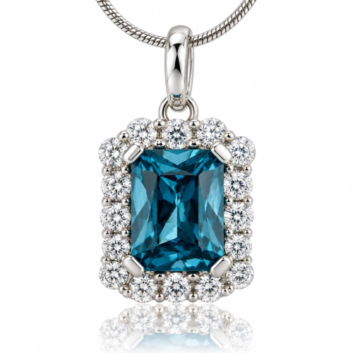 Emerald Cut Alexandrite Sterling Silver Pendant