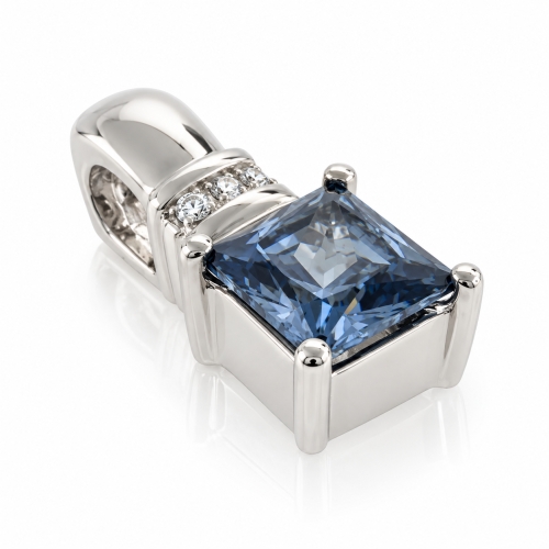 Square Cut Alexandrite Sterling Silver Pendant