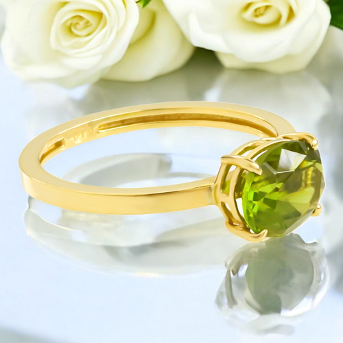 Natural Peridot 14K Gold Ring
