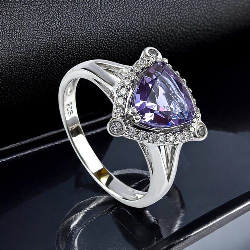 Trillion-Cut Alexandrite Sterling Silver Ring