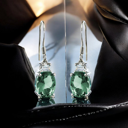 Sterling Silver Alexandrite Oval Cut Earrings