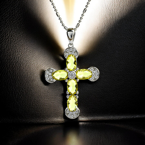 Beautiful Sterling Silver Cross With Alexandrite