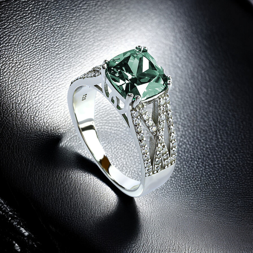 Micro Pave Alexandrite .925 Sterling Silver Ring