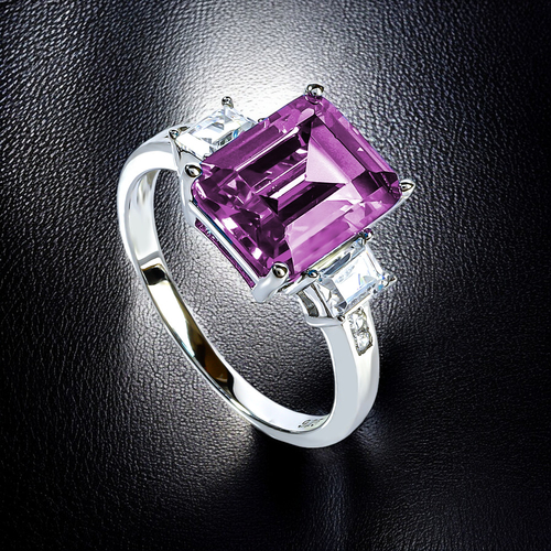 Alexandrite Sterling Silver Emerald Cut Ring