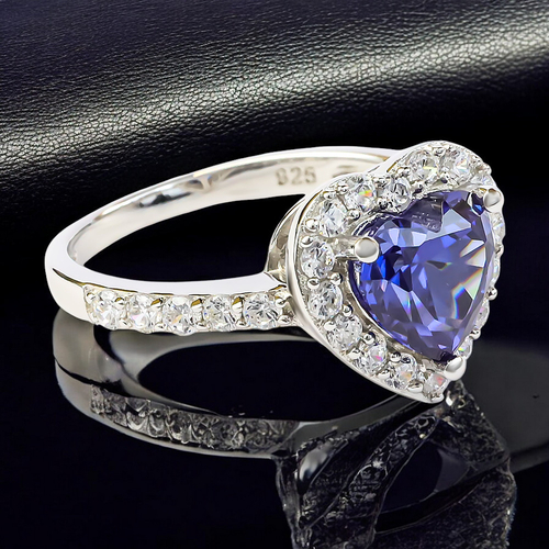 Heart Tanzanite Sterling Silver Ring