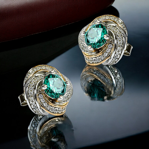 Silver Alexandrite Halo Earrings and Pendant Set