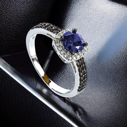 Classic Halo Tanzanite Engagement Ring