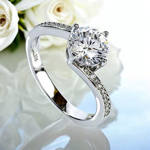 7 mm Bridal  Engagement Silver Ring