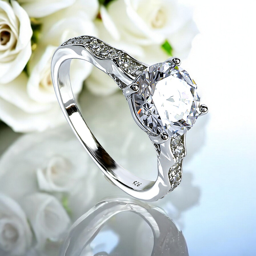 8 mm Bridal  Engagement Silver Ring