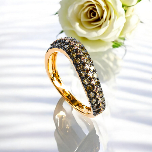 0.76 CTW 14K Yellow Gold Chocolate Diamonds Ring