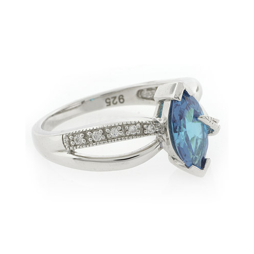 Marquise Cut Blue Topaz Silver Ring
