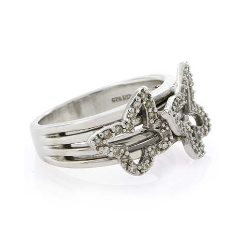 Genuine Diamond Butterfly Silver Ring