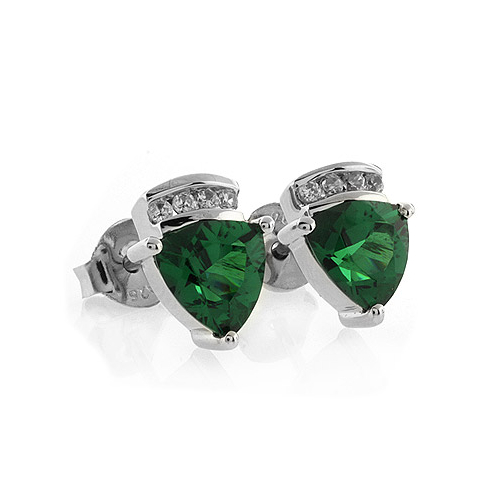 Silver Emerald Earrings