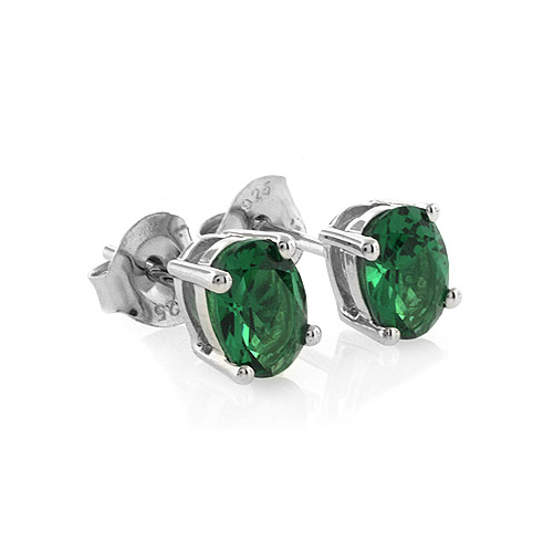 Silver Emerald Earrings