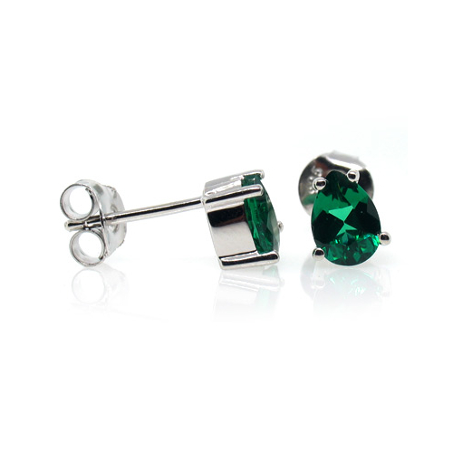 Silver Emerald Earrings