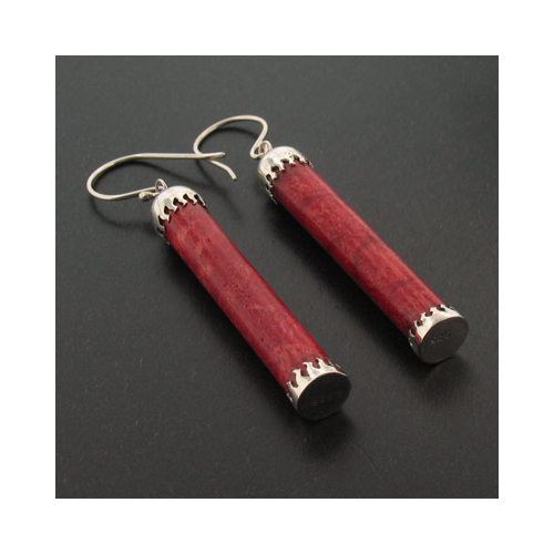 Sterling Silver Genuine Red Coral Earrings