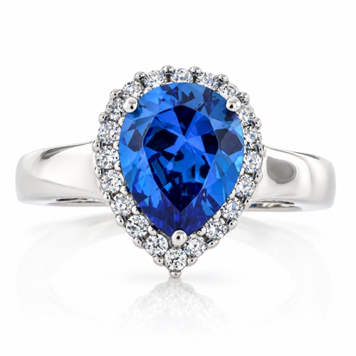 Sterling Silver Blue Topaz Ring Pear Cut Stone