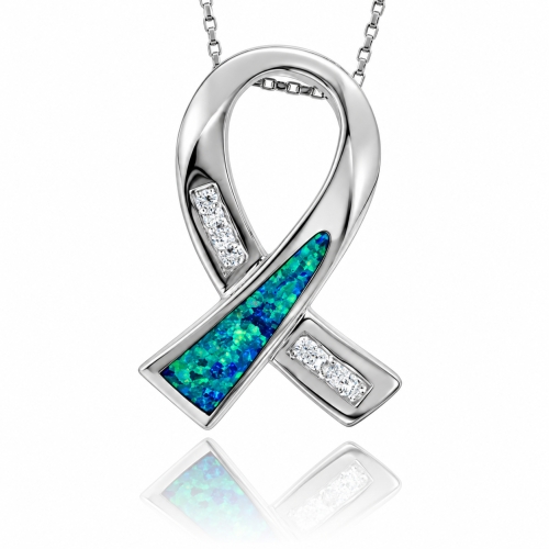 Opal Ribbon Silver Pendant