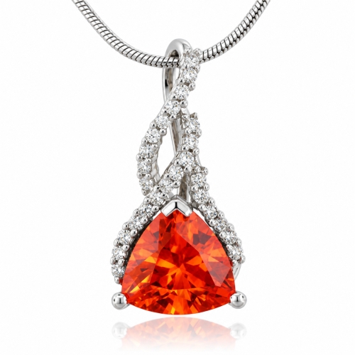 Fire Opal Sterling Silver Necklace
