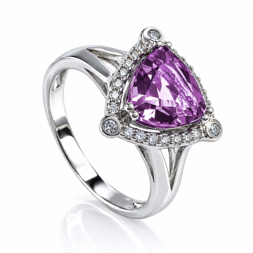 Trillion-Cut Alexandrite Sterling Silver Ring