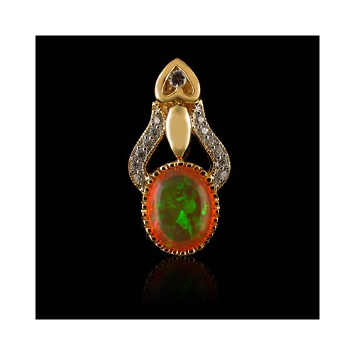 14K Gold Plated Quality Fire Opal Silver Pendant