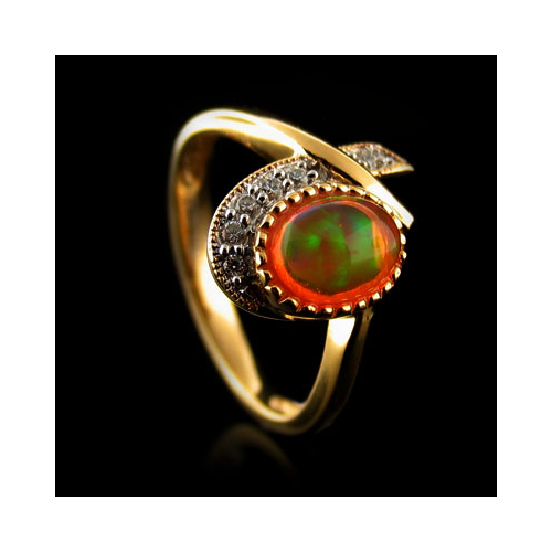 Unique Fire Jelly Opal Ring