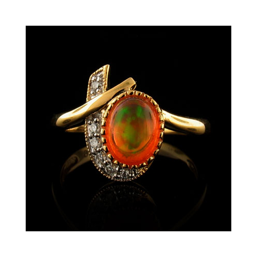Unique Fire Jelly Opal Ring
