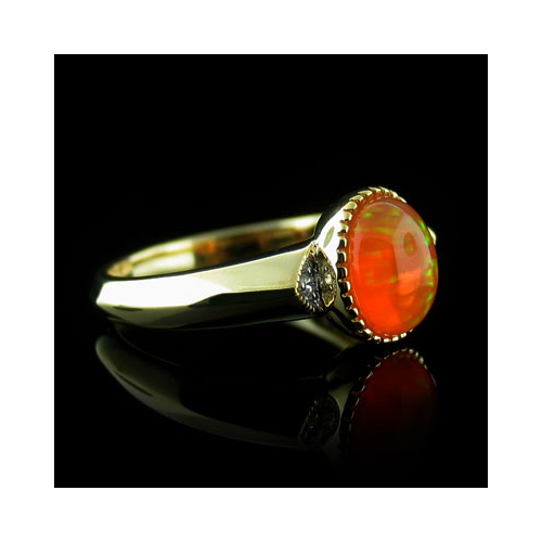 14K Gold Plated Quality Fire Opal Silver Ring