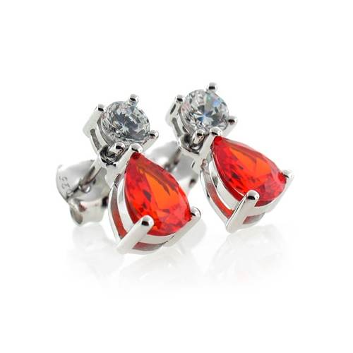 Silver Fire Cherry Opal Earrings