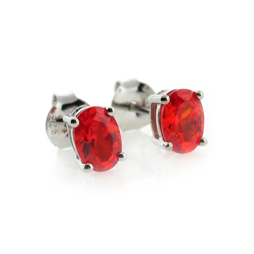 Sterling Silver Fire Cherry Opal Stud Earrings