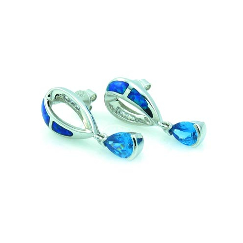 Australian Opal with Blue Topaz Earrings