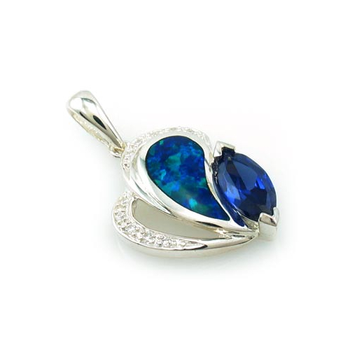 Marquise Cut Tanzanite and Opal Pendant