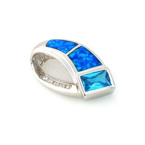 True Glamour Australian Opal Pendant with Blue Topaz