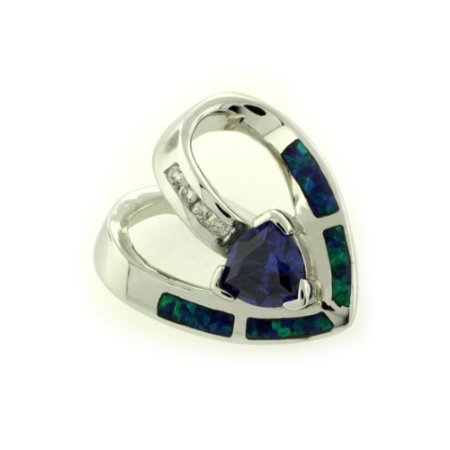 Australian Opal with Tanzanite Heart Pendant