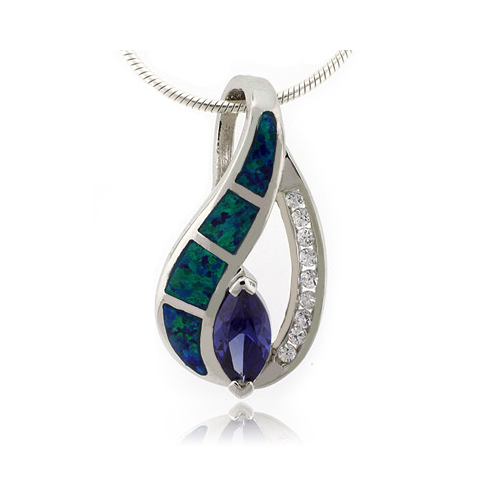 Australian Opal with Tanzanite Pendant