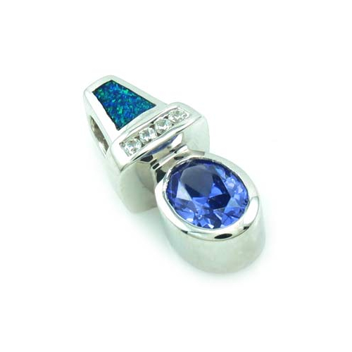 Australian Opal Pendant with Tanzanite