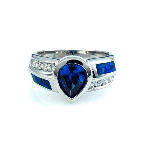 Beautiful Australian Opal Ring with Tanzanite
