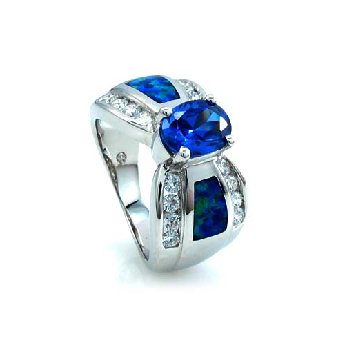 Bow Like Australian Opal Ring with Tanzanite