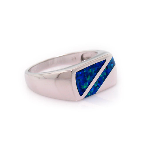 Australian Opal and Silver Mens Ring