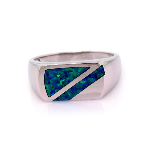 Australian Opal and Silver Mens Ring