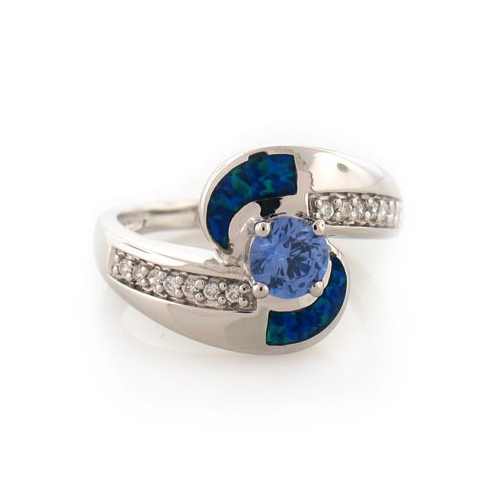 Tanzanite and Australian Blue Opal Ring