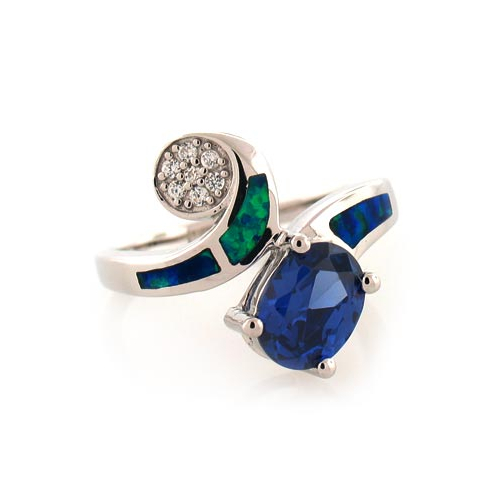 Australian Opal Stylish Ring with Tanzanite