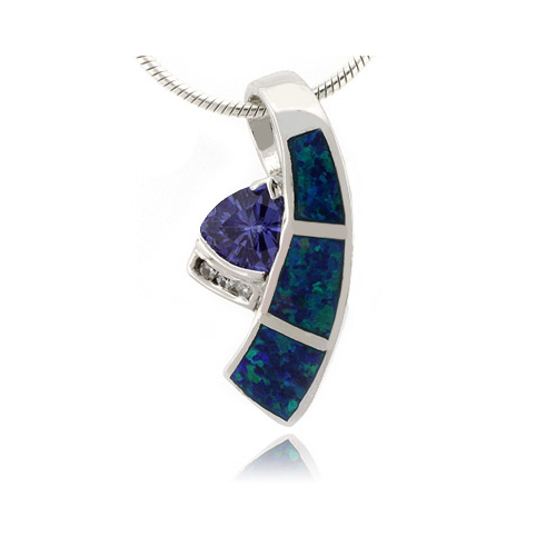 Australian Opal Pendant with Tanzanite