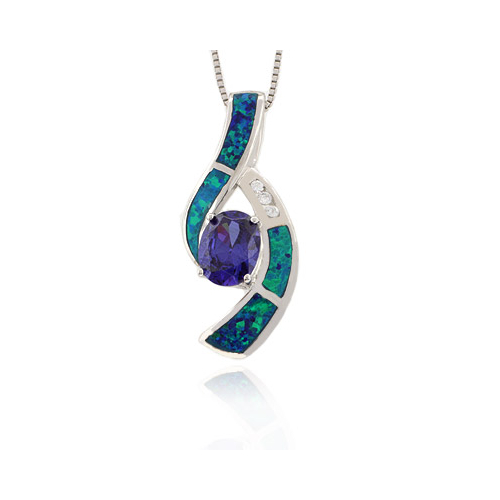 Australian Opal Pendant with Tanzanite