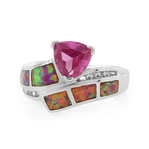 Australian Opal Ring with Pink Sapphire